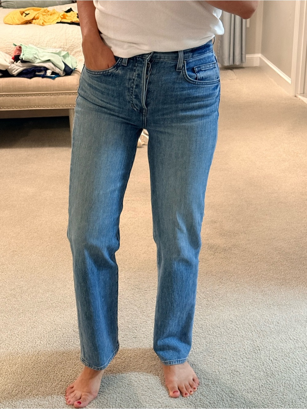 Veronica Beard Light Blue Button-Fly Jeans